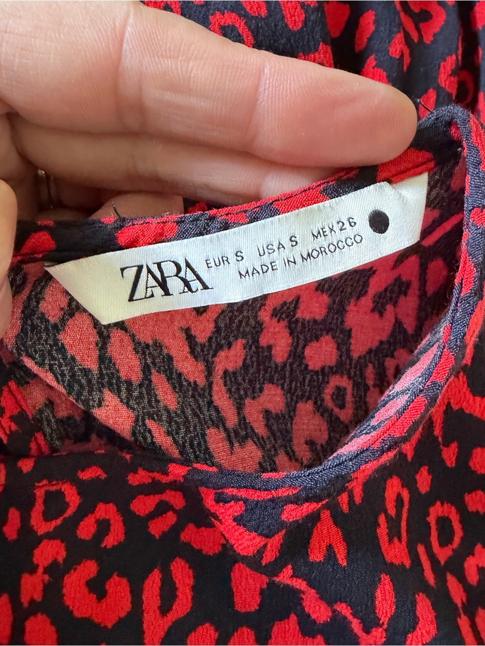 ZARA Red Black Leopard Print Midi Maxi Dress SZ SM - Picture 9 of 9